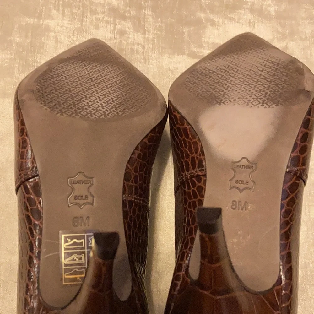 Tory Burch Georgina Croc Ankle Heel Pointed Toe
